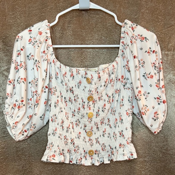 marci Tops - WHITE FLORAL SMOCK TOP